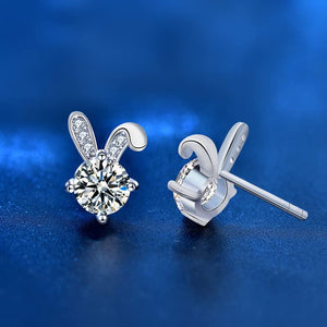 StarGems  0.5ct Moissanite 925 Silver Platinum Plated Zirconia Rabbit Stud B4640