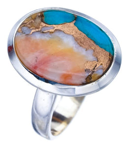 StarGems  Natural Copper Chalcedony Handmade 925 Sterling Silver Ring 8.75 F1686