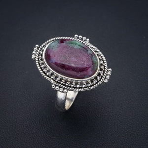 StarGems  Natural Ruby Zoisite Handmade 925 Sterling Silver Ring 8.75 F1337