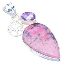 StarGems  Natural Rhodonite Amethyst Tree Handmade 925 Sterling Silver Pendant 1.75" F4884