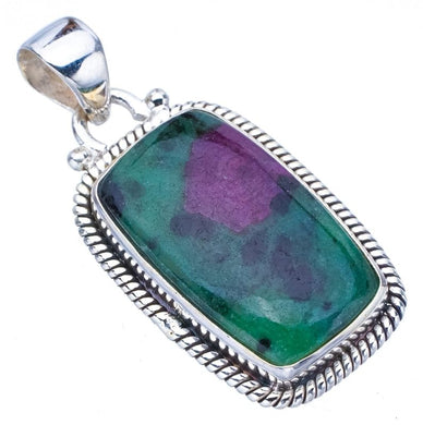 StarGems® Natural Ruby Zoisite Handmade 925 Sterling Silver Pendant 1.5