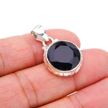 StarGems  Natural Black Onyx Handmade 925 Sterling Silver Pendant 1.25" F4409