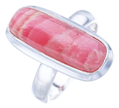 StarGems  Natural Rhodonite Handmade 925 Sterling Silver Ring 6.25 F0383