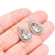 StarGems  Natural Green Amethyst Handmade 925 Sterling Silver Earrings 1.25" F5840