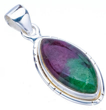 StarGems  Natural Ruby Zoisite Handmade 925 Sterling Silver Pendant 1.5" F4654