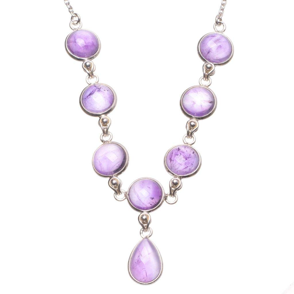 StarGems  Natural Amethyst Handmade Unique 925 Sterling Silver Y Necklace 16.5