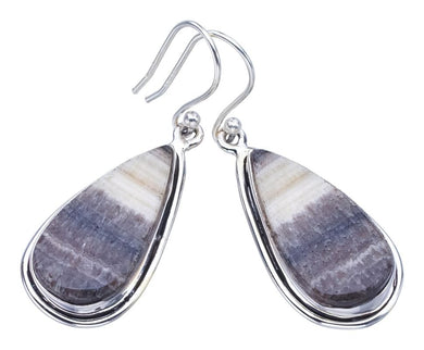 StarGems® Natural Zebra Calcite Handmade 925 Sterling Silver Earrings 1.75