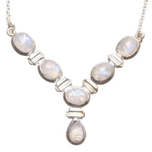 StarGems  Natural Rainbow Moonstone Handmade Mexican 925 Sterling Silver Y Necklace 18.75" T8736