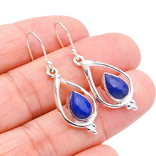 StarGems  Natural Lapis Lazuli Handmade 925 Sterling Silver Earrings 1.5" F5668