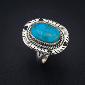 StarGems® Natural Turquoise Pigeon Handmade 925 Sterling Silver Ring 9 F2344