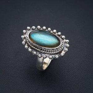 StarGems® Natural Labradorite Handmade 925 Sterling Silver Ring 7.75 F2979