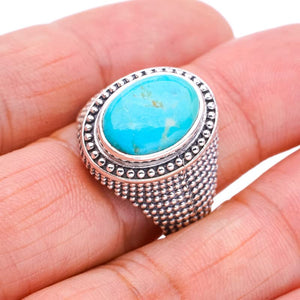 StarGems® Natural Turquoise Handmade 925 Sterling Silver Ring 8.75 F0433