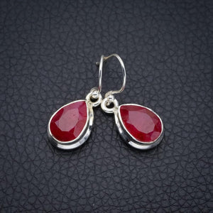 StarGems Natural Cherry Ruby Handmade 925 Sterling Silver Earrings 1.25" F6458