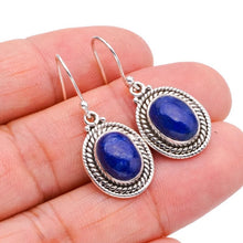 StarGems® Natural Lapis Lazuli Handmade 925 Sterling Silver Earrings 1.25" F5659