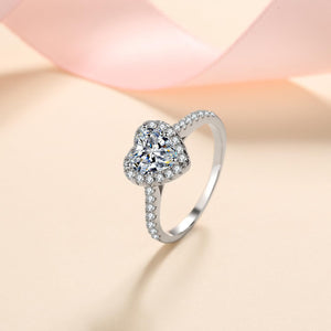 StarGems® Heart Cut 1ct Moissanite 925 Silver Platinum Plated Ring RX090