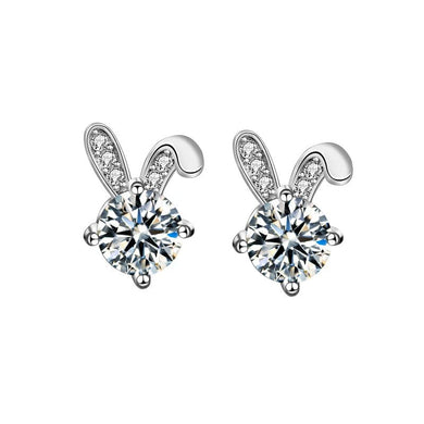 StarGems  0.5ct Moissanite 925 Silver Platinum Plated Zirconia Rabbit Stud B4640