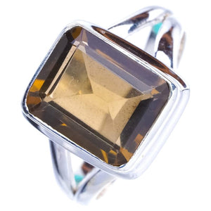 StarGems  Natural Smoky Quartz Handmade 925 Sterling Silver Ring 7 E9207