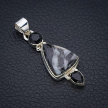 StarGems  Natural Pinolith Jasper Black OnyxHandmade 925 Sterling Silver Pendant 1.75" F4545