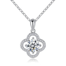 StarGems 1ct Moissanite 925 Silver Platinum Plated&Zirconia Clover Necklace B4619