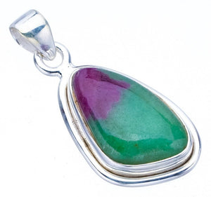 StarGems® Natural Ruby Zoisite Handmade 925 Sterling Silver Pendant 1.25" F4647