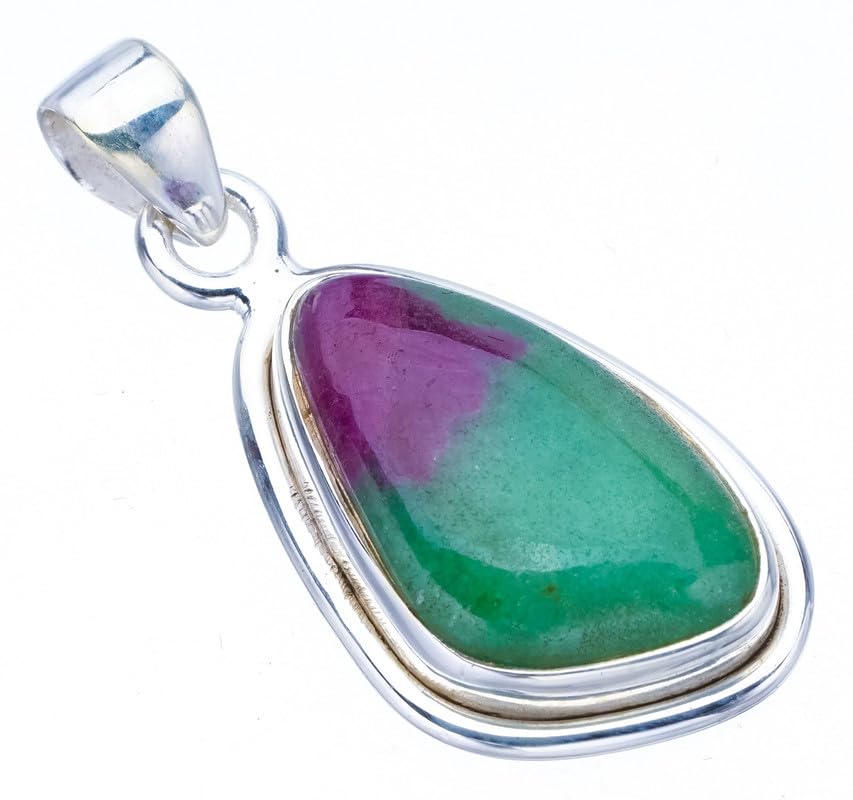 StarGems® Natural Ruby Zoisite Handmade 925 Sterling Silver Pendant 1.25