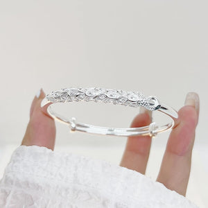 StarGems® Adjustable Stereoscopic Peacock Handmade 999 Sterling Silver Bangle Bracelet For Women Cb0168
