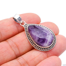 StarGems® Natural Chevron Amethyst Handmade 925 Sterling Silver Pendant 1.75" F4064