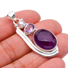 StarGems  Natural Amethyst River Pearl Handmade 925 Sterling Silver Pendant 1.75" F5302