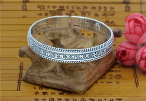 StarGems  Opening Wide Band Antique Finish Handmade 999 Sterling Silver Bangle Cuff Bracelet For Unisex Cb0100