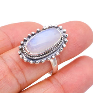 StarGems  Natural Moonstone Handmade 925 Sterling Silver Ring 8.75 F2733