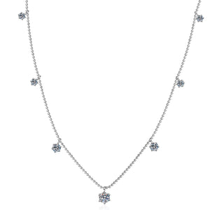 StarGems® Six Prong Minimalist 3.2cttw Moissanite 925 Silver Platinum Plated Necklace 40+5cm NX040