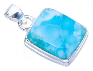 StarGems® Natural Larimar Handmade 925 Sterling Silver Pendant 1" F3482