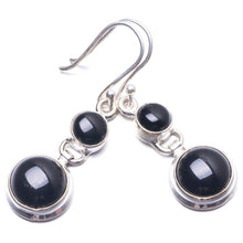 StarGems  Natural Black Onyx Handmade Unique 925 Sterling Silver Earrings 1.5" Y3836