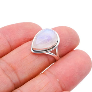 StarGems  Natural Moonstone Handmade 925 Sterling Silver Ring 6 F0703