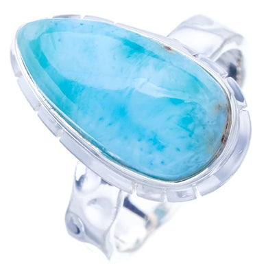 StarGems  Natural Larimar Handmade 925 Sterling Silver Ring 7 F0860