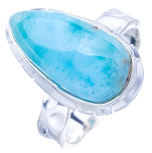 StarGems  Natural Larimar Handmade 925 Sterling Silver Ring 7 F0860