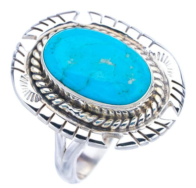 StarGems  Natural Turquoise Pigeon Handmade 925 Sterling Silver Ring 9 F2334