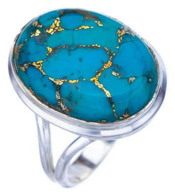 StarGems  Natural Copper Turquoise Handmade 925 Sterling Silver Ring 9.75 F2200