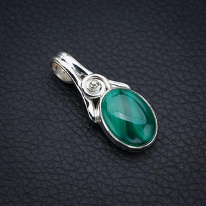 StarGems® Natural Malachite Handmade 925 Sterling Silver Pendant 1.25" F4103