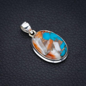 StarGems® Natural Copper Chalcedony Handmade 925 Sterling Silver Pendant 1.5" F3722