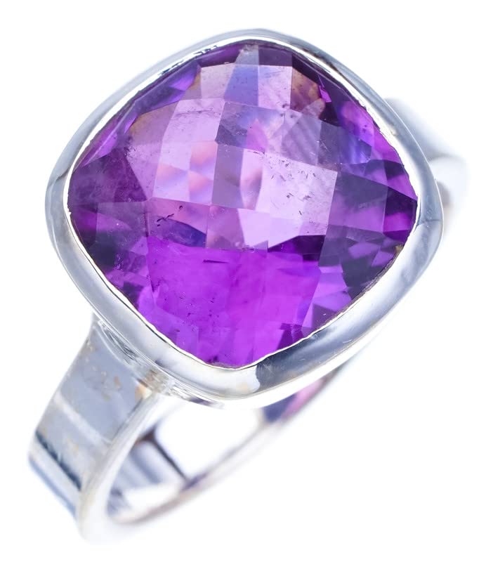 StarGems® Natural Amethyst Handmade 925 Sterling Silver Ring 7 F2901