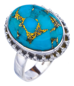 StarGems® Natural Copper Turquoise Handmade 925 Sterling Silver Ring 6.75 F2218