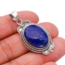 StarGems® Natural Lapis Lazuli Handmade 925 Sterling Silver Pendant 1.75" F5369