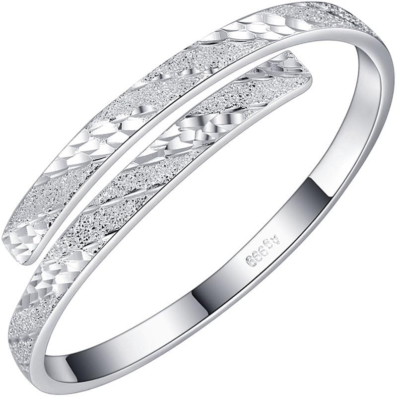 StarGems® Opening Simplism Handmade 999 Sterling Silver Bangle Cuff Bracelet For Women Cb0127