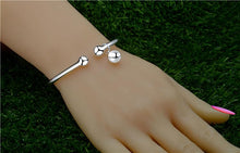 StarGems  Opening Drop Bead Handmade 999 Sterling Silver Bangle Cuff Bracelet For Women Cb0110