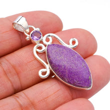 StarGems  Natural Variscite In Purpurite Amethyst Handmade 925 Sterling Silver Pendant 2" F5155