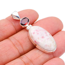 StarGems  Natural Rhodonite GarnetHandmade 925 Sterling Silver Pendant 1.75" F3781