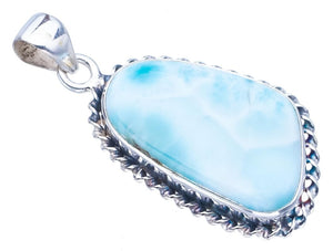 StarGems  Natural Larimar Handmade 925 Sterling Silver Pendant 1.75" F3447