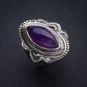 StarGems Natural Amethyst Handmade 925 Sterling Silver Ring 8 E9257