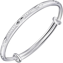 StarGems  Adjustable Carved Stars Handmade 999 Sterling Silver Bangle Bracelet For Women Cb0236